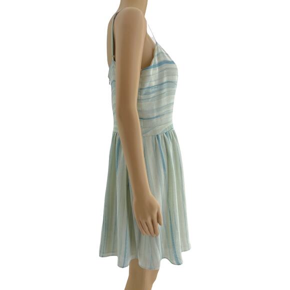 Rachel Rachel Ray SIZE 12 Blue Abstract Stripe Fit & Flare Mini Summer Dress - Picture 3 of 7